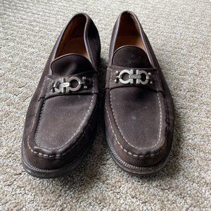 Mens Salvatore Ferragamo Brown Suede Loafers